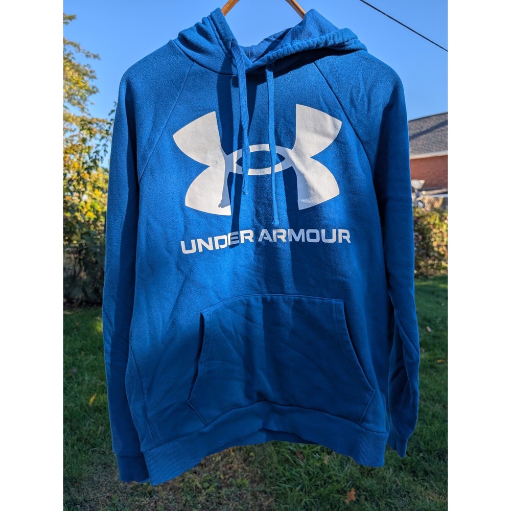 Under Armour Mens Hoodie Pullover ColdGear Blue Logo Activewear Medium MD